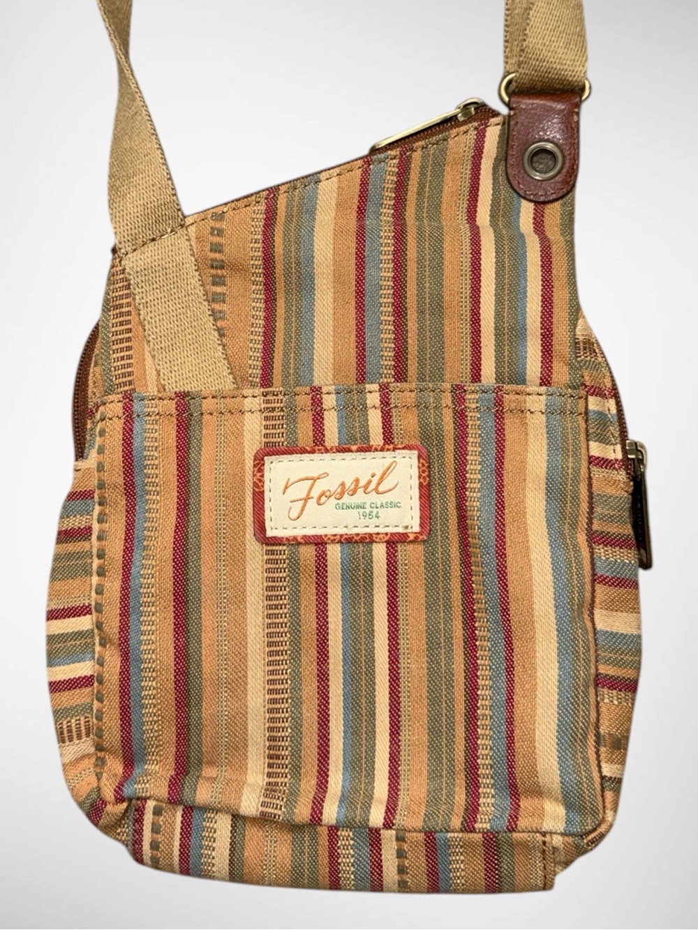 Vintage Y2K Fossil Crossbody Bag Women’s Multicolor Boho Striped Casual Purse